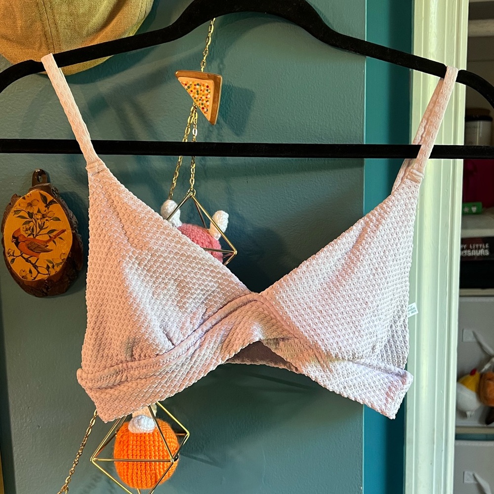 Aerie Light Pink Textured Bikini top